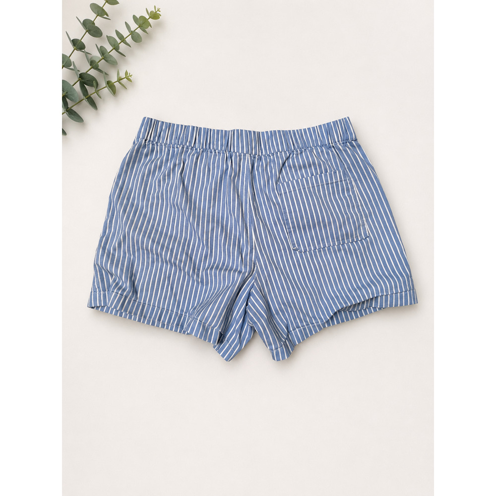 J.Crew Re-Imagined Blue White Striped Pull On Shorts Elastic Waist Size XL